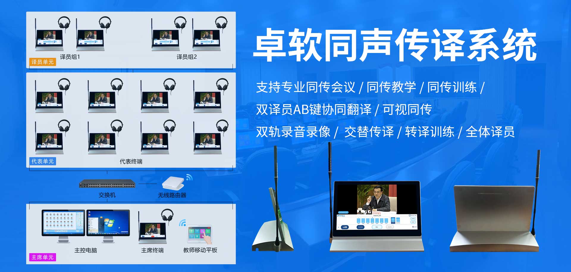 中科卓软同声传译会议和训练系统